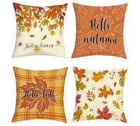 Joymaison Fundas Cojines 45x45 Juego de 4 Funda de Almohada Otoño Hoja de Arce Cojines Fundas Hoja Naranja Acción de Gracias Cojine Decorativas para Sofá Salón Silla