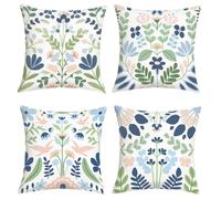 Joymaison Fundas Cojines 45x45 Juego de 4 Funda de Almohada Primavera Verano Flor Cojines Fundas Colores Hojas Flores Jardín Cojine Decorativas para Sofá Salón Silla