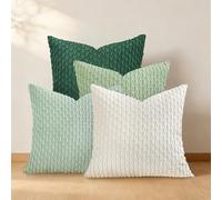 Joymaison Fundas Cojines 45x45 Juego de 4 Funda de Almohada Rayas Verde Corduroy Boho Primavera Cojines Fundas Súper Suave Moderna Cojine Decorativas para Sofá Salón Silla