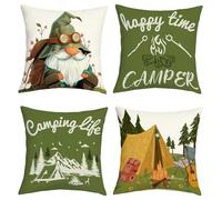 Joymaison Fundas Cojines 45x45 Juego de 4 Funda de Almohada Verde Camper Acampar Cojines Fundas Camping Accesorios Regalo Cojine Decorativas para Sofá Salón Silla