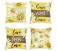 Joymaison Fundas Cojines 45x45 Juego de 4 Margarita Flor Girasol Amarillo