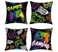 Joymaison Fundas Cojines 45x45 Juego de 4 Modernas Funda de Almohada Videojuegos Jugador Cojines Fundas Controladores de Jugador Cojine Decorativas para Sofá Salón Silla