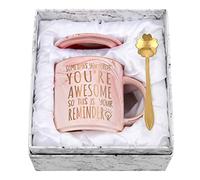 Joymaking Dankschön Geschenke für Frauen mit Spruch - Somtimes you forget you are awesome - Geburtstags- Weihnachtsgeschenke für Freund Mitarbeiter Kaffeasse mit GeschenkBox, 12oz rosa