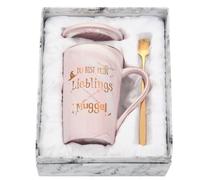 Joymaking Divertida taza de regalo con texto en alemán "Du bist mein Lieblings Mugggel Weihnachten Geschenkidee für Freund Freundin Klassenkamerad Geschenk zum Geburtstag Weihnachten,400ml Rosa
