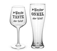 Joymaking Juego de copas de vino y cerveza, regalo para tía y tío, mejores regalos para tía y tío, regalos de Navidad, el mejor regalo de la tía, tío, tía y tío, cristal, 500 ml