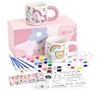 Joymaking Juego de tazas de cerámica para pintar para adultos, regalo creativo, tazas, pinturas, pinceles y pegatinas para taza de cerámica, juego de 2 unidades