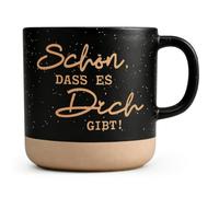 Joymaking Regalo para novia taza con texto en alemán «Schön, dass es dich gibt », regalo de cumpleaños para novia, persona favorita, mujer, colega, taza para amigas, 360 ml, color negro