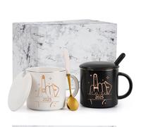 Joymaking Regalos de boda, regalos de compromiso para parejas, novios, aniversario, regalo, anillo de dedo, taza de café para bodas, regalos de pareja, 320 ml, negro y blanco