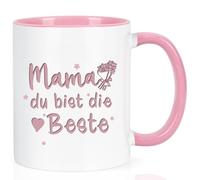 Joymaking Taza con texto en alemán "MAMA du bist die Beste, Geschenkidee für MAMA zum Muttertag, Geburtstag, Weihnachtsgeschenke für beste Mama, Muttertagsgeschenk Kaffeasse, 320ml Rosa