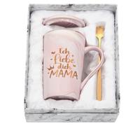 Joymaking Taza de café con texto en alemán "Ich Liebe Dich Geschenkidee zum Geburtstag, Muttertag, Weihnachten - Kaffeetase, 400 ml, Rosa