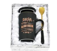Joymaking Taza de café de cerámica regalo para papá para Navidad, cumpleaños, día del padre, 400 ml, color rosa, regalo de Navidad, regalo de cumpleaños, taza de café con texto - Du hast ja schon uns