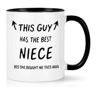 Joymaking Taza de café de regalo para tío, regalos de cumpleaños de Navidad, con texto en inglés «This Guy has The Best Niece», regalo divertido para tío de parte de su sobrina, regalo de cumpleaños