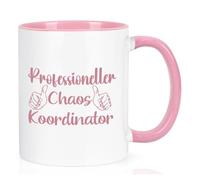 Joymaking Taza de café regalo para jefa con texto en alemán - Coordinador profesional del caos - Divertida idea de regalo para la oficina para colegas, 320 ml, color rosa