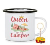 Joymaking Taza esmaltada para camping, regalo con texto en alemán "Queen of the Camper, Caravan", regalos para campistas, camping, accesorios, taza regalos para novia, 350 ml