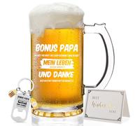 Joymaking Vaso de cerveza para papá - Bonus Papá, padrastro, día del padre, jarra de cerveza, mejor papá, día del padre, cumpleaños, Navidad, 0,5 l
