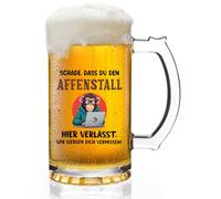 Joymaking Vaso de cerveza regalo de despedida - Schade dass Du den Affenstall hier verlassen - Biermug Abschiesgeschenk Kollegen Jobwechsel, Abschiesgeschenk Kollegin, Danke Geschenk Bierkrug 0,5L