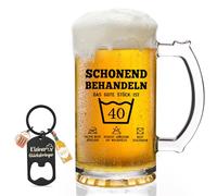 Joymaking Vaso de cerveza regalo para 40 cumpleaños, para hombre y mujer, taza de cerveza 50 cumpleaños, jarra de cerveza 0,5 L