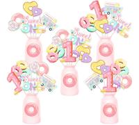 JOYMEMO 24 piezas de rosquillas para centro de mesa de primer cumpleaños para niña, decoraciones de fiesta de dulce uno, temática de dona, decoración de mesa de cumpleaños de un año