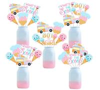 JOYMEMO 24 piezas ¿Qué es la pala de género Reveal Centro de Centro de Mesa Palos Rosa y Azul - Tema de Helado Niño o Niña Género Reveal Decoraciones, Accesorios de Ducha Bebé