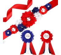 JOYMEMO Kit de banda de maternidad para baby shower de béisbol, cinturón para el vientre y pines de ramillete para mamá y papá para ser y papá, accesorios para fotos de embarazo, suministros