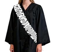 JOYMEMO Vaca sagrada que he hecho la graduación Sash, estampado de vaca negra y blanca, decoración de graduación, felicitaciones 2026, fiesta de secundaria, granja, suministros de fiesta occidental
