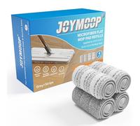 JOYMOOP Alfombras de Microfibra para fregona, reemplazables, Lavables, para fregona Plana o Set de Cubo, Pack de 4 Refills de 13 Pulgadas - Gris y Rayas