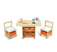 JOYMOR Juego de mesa y silla para niños pequeños con almacenamiento, mesa y sillas para niños de 6 cajones, regalo para niños de 3 a 8 años, mesa de actividades para niños pequeños para jugar, mesa de