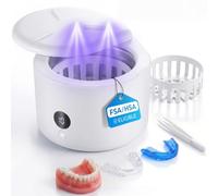 Joynox Máquina limpiadora ultrasónica de retención de 45 kHz, cápsula de limpieza dental con 4 modos y temporizador digital, limpiador bucal para dentaduras postizas, alineadores, protectores bucales