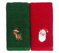 JOYOFREELY 2 Piezas Toallas de Algodón Navideñas Bordado Creativo, Suaves y Absorbentes, 44x32cm, Diseño de Cuatro Patrones para Obsequio y Uso Doméstico Varios Estilos