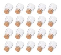 JOYOFREELY 20 Mini Botellas de Vidrio Corcho para Deseos y Té, Capacidad 10 Ml, Transparentes, Ideales para Fiestas en Casa y Almacenamiento