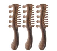 JOYOFREELY 3 Piezas Peine de Masaje de Madera Marrón Diseño de Cinco Dientes Redondos para Relajación Corporal y Cuidado del Cabello en Casa o Spa