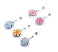 JOYOFREELY 5 Piezas Porta Credencial Retráctil Diseño Creativo de Flores, Clip para Insignia, Material Resistente, Accesorios de Trabajo para Enfermeras, Estudiantes y Color Aleatorio Estilo