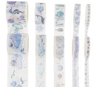 JOYOFREELY 8piezas Cintas de Washi Decorativas Coloridas para DIY Cintas Adhesivas de Papel Reutilizables y Fáciles de Despegar para Scrapbooking y Diarios Diseño Océanos de Estrellas