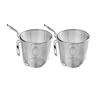 JOYOFREELY Colador de Fideos de Acero Inoxidable con Diseño de Malla Fina y Mango con Gancho para Olla Caliente, Adecuado para Cocinar Noodles y Hotpot, Pack de 2 Piezas