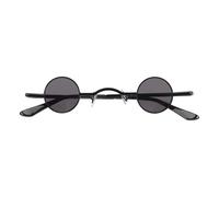 JOYOFREELY Gafas de Sol Redondas Retro Punk con Montura Metálica Negra y Lentes de Vidrio, Protección UV y Diseño Resistente para Días Obsequios y Fiestas