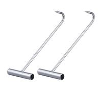 JOYOFREELY Gancho para Abrir Tapas de Alcantarilla en Forma de T 2 Piezas Hierro Duradero 29 CM para Tareas de Elevación en Obras y Mantenimiento Urbano