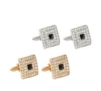 JOYOFREELY Gemelos Cuadrados para Traje de Hombre Gemas de Imitación, Aleación de Zinc y Diseño Elegante para Reuniones, 2 Pares Decorativos Fina Manufactura