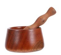 JOYOFREELY Mortero de Madera con Diseño en Cuenco para Triturar Ajo y Especias, Utensilio de Cocina Elegante y Rústico Adecuado para Cocinar y Sazonar