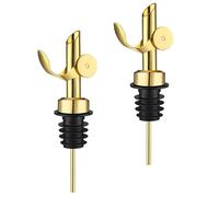 JOYOFREELY Vertedores Control de Acero 2piezas Inoxidable de Botellas Dorado de Vertido Fácil para Botellas de y Whisky en Cocina y Bar