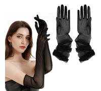 JOYOLA 2 par de Guantes Largos de Tul Para Mujer, Guantes de Fiesta de Ópera, Guantes Largos para Boda, Guantes Semitransparentes para Bodas, Halloween, Mascaradas, Carnaval, Fiestas Temáticas