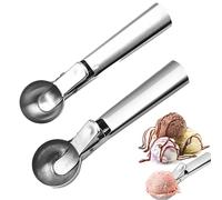 JOYOLA 2 Piezas Cuchara Helado En Diferentes Tamaños, Sacabolas para Helados Acero Inoxidable, Sacabolas Helado, Cucharón de helado con gatillo, Adecuado Para Bolas De Carne, Frutas y Masa