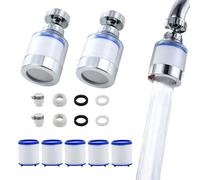 JOYOLA 2 Piezas Filtros de Agua para Grifo, Filtro de Grifo de 360° Filtro Grifo Cocina Fregadero Antical con 5 Elementos de Filtro de Algodón PP para El Hogar, Cocina, Baño, Fregadero
