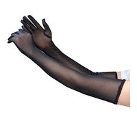 JOYOLA Guantes Negros Largos de Rejilla para Mujer - Elegantes para Boda, Noche, Fiestas y Carnaval