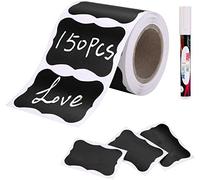 Joyoldelf 150 piezas de etiquetas adhesivas para pizarra, etiquetas impermeables autoadhesivas con lápiz, etiquetas adhesivas de cocina para tarros de especias, mermelada, etc., 6x4cm (onda)