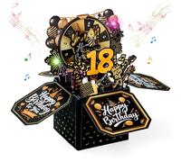 Joyoldelf 18 tarjetas de cumpleaños con música - 3D Pop Up tarjeta de cumpleaños con luces y velas interactivas, tarjeta de felicitación de cumpleaños para hombre mujer