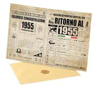 Joyoldelf Biglietto Auguri Compleanno 70 Anni - Personalizzata Idea Regalo Compleanno Originale per Uomo e Donne, Biglietti di Auguri Vintage con Busta per Mamma, Papà, Amico, Famiglia, Nonno (1955)