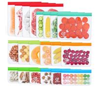 Joyoldelf Bolsas Silicona Reutilizables - 20Piezas PEVA Bolsas Congelacion, Bolsas Para Congelar Alimentos, Silicona sin BPA, Apto Para Carne Fruta Líquida y Viajes