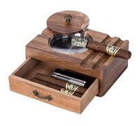 Joyoldelf Cenicero de cigarros, cenicero de cigarros para exteriores, resistente al viento, cenicero vintage con accesorios para puros, cajón para puros, cenicero para patio exterior, ceniceros para