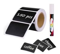 Joyoldelf - Juego de 150 etiquetas de pizarra, impermeables, reutilizables, para organizar la cocina, con 1 bolígrafo de tiza blanca, adhesivo extraíble para decorar tu despensa y oficina