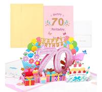 joyoldelf Tarjeta Cumpleaños Mujer 70 Años - 3D Tarjeta Felicitacion, Regalo de Cumpleaños Originales, Birthday Card Pop Up, Ideal Para Amigo Familia Mamá Hermana Esposa Hija Colega Novia Fiesta